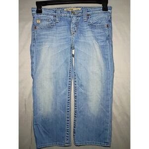 Big Star Jeans Capri Women 27 (27x20) Blue Cropped Stretch Low Rise Distressed